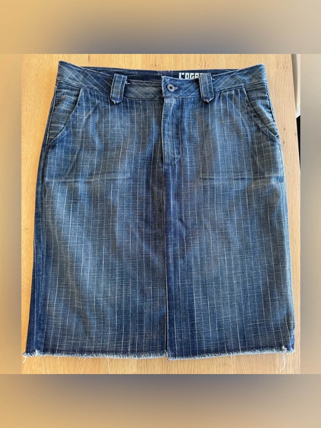 Rogan Pinstriped Denim Skirt Size M